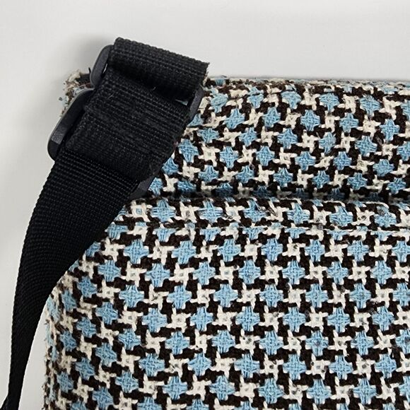 KAVU Keeper Crossbody Messenger Shoulder Bag Tweed Multi Pocket Blue White Black - Picture 6 of 15